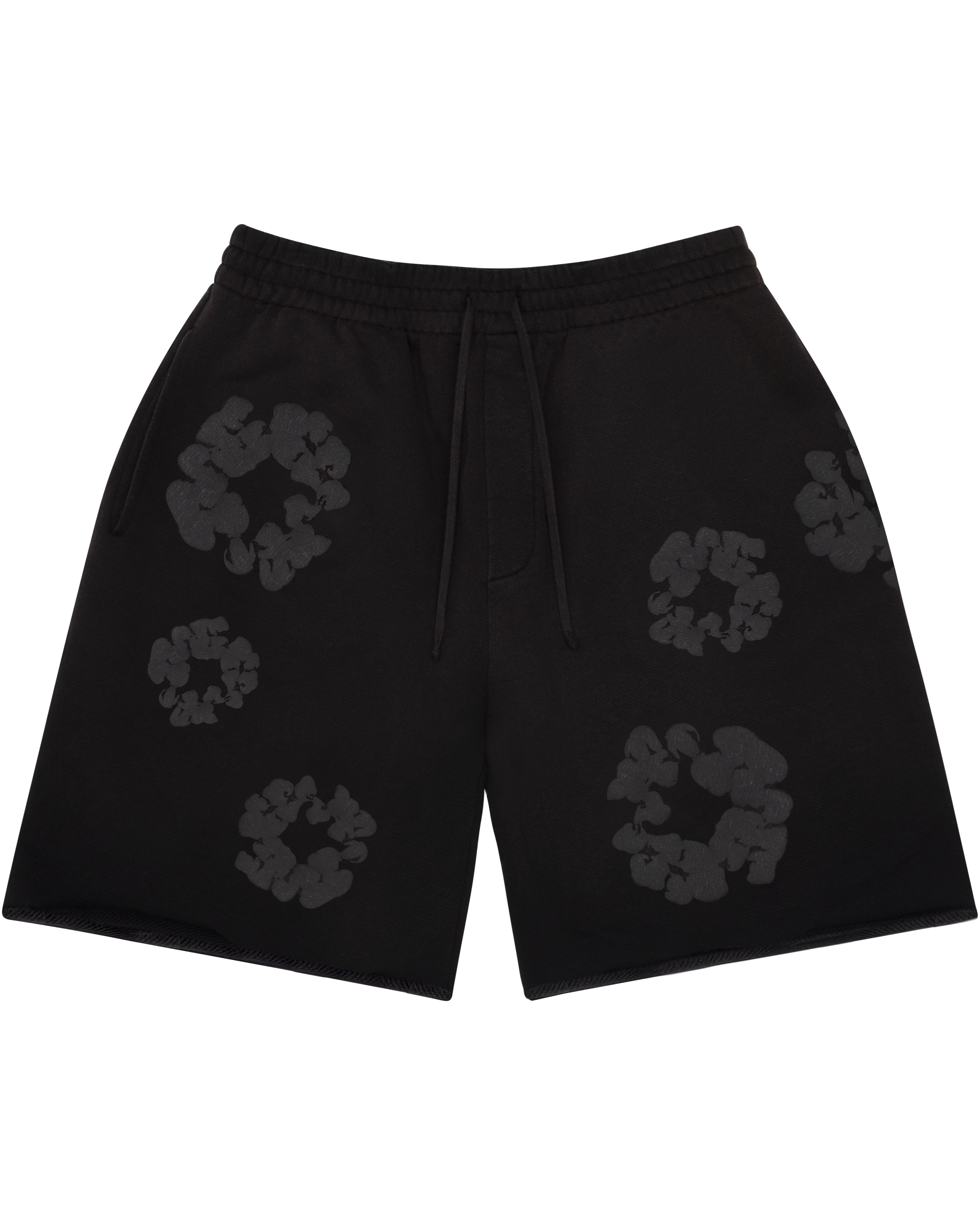 Faded Mono Cotton Wreath Sweatshorts Black