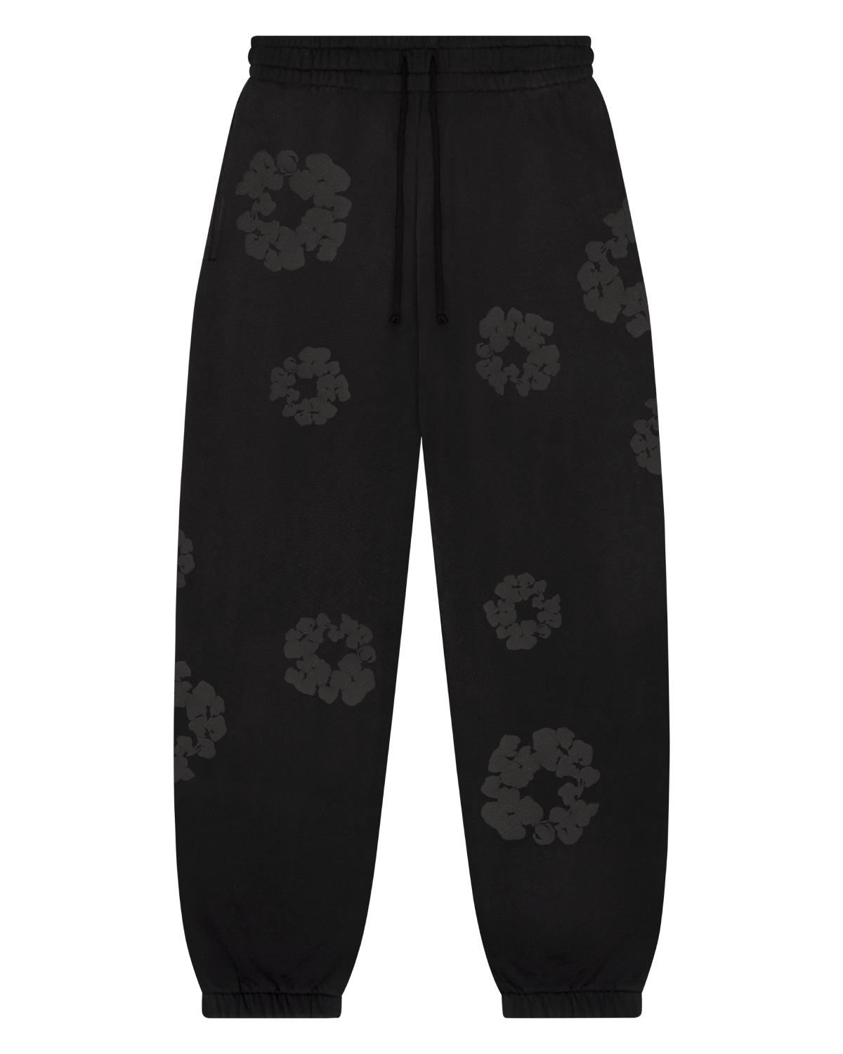 Faded Mono Cotton Wreath Sweatpants Black