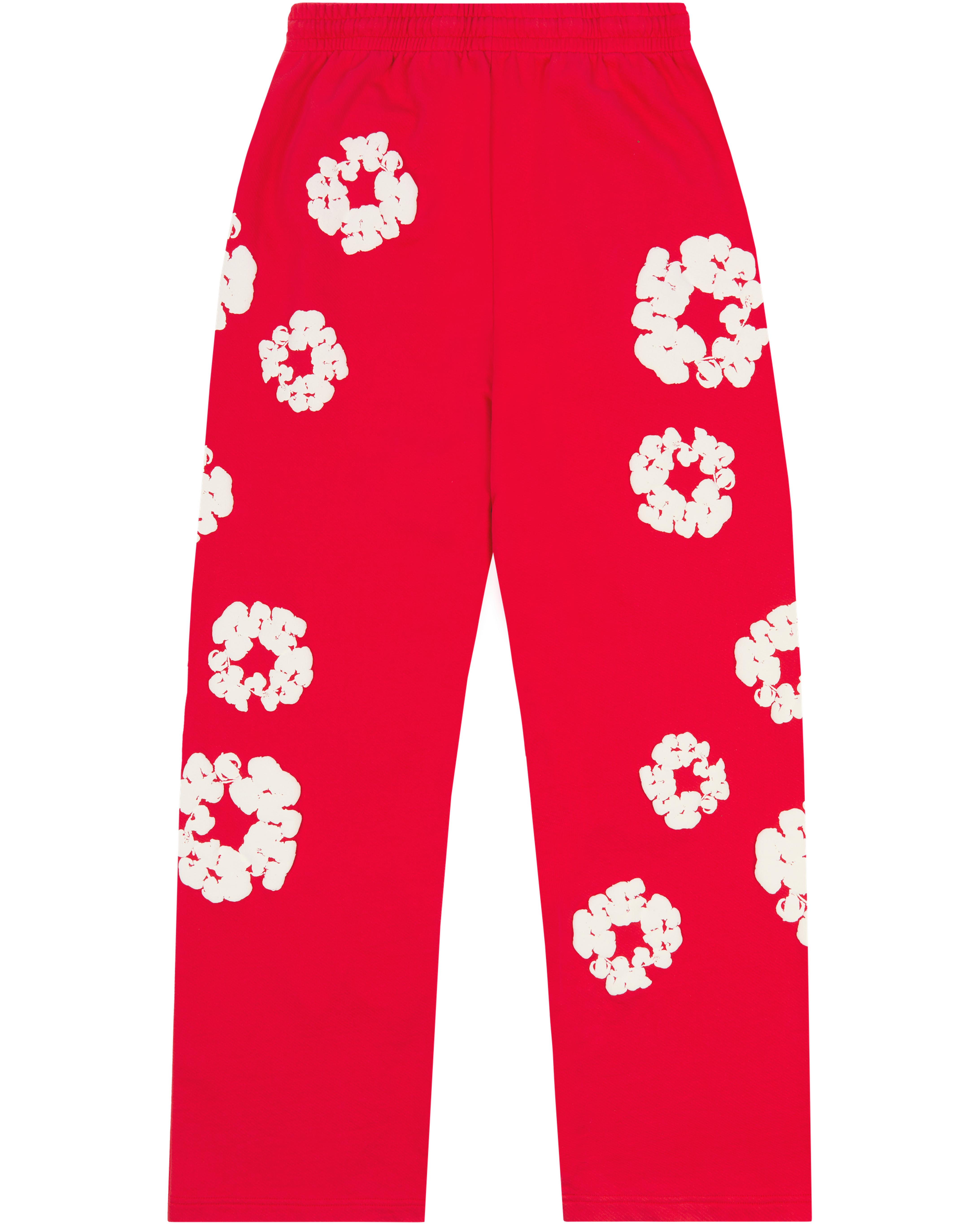 Cotton Wreath Baggy Sweatpants Red