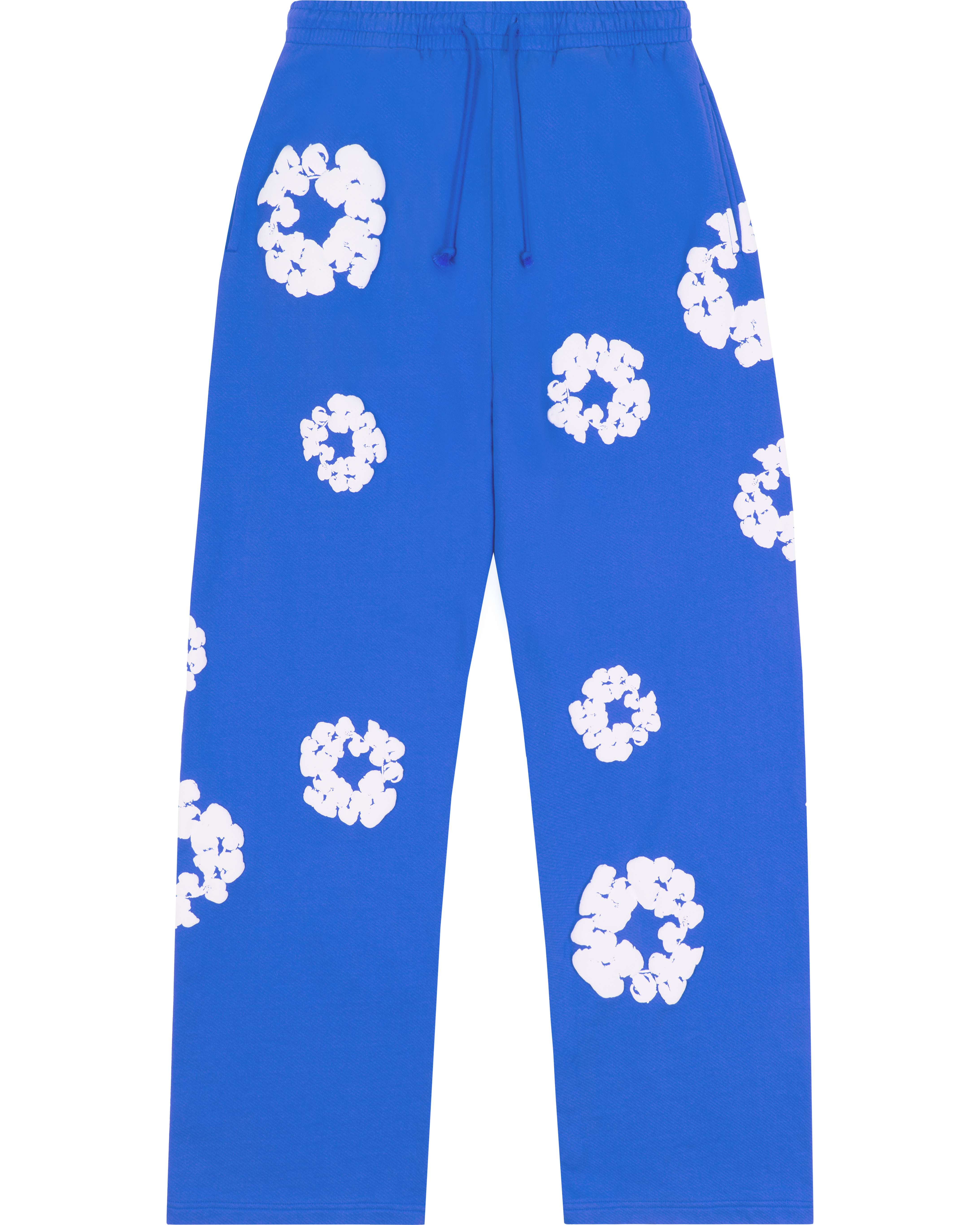 Cotton Wreath Baggy Sweatpants Blue