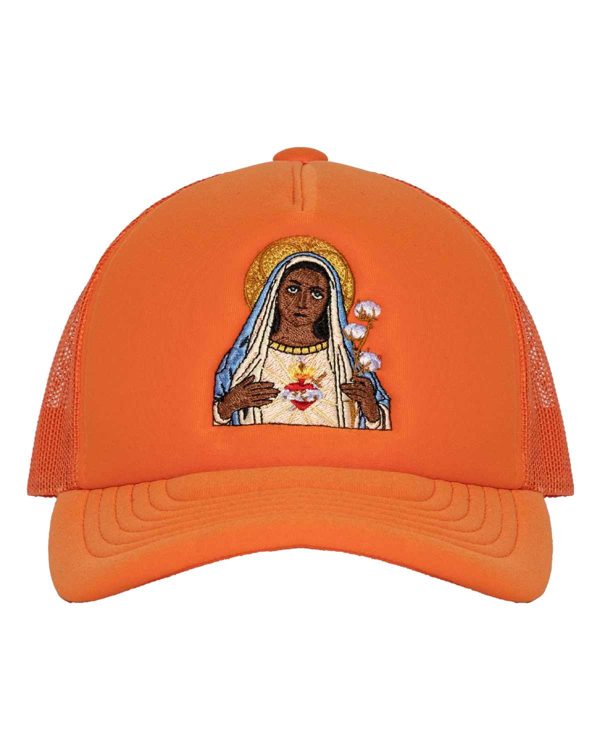 Black Madonna Orange Trucker Hat