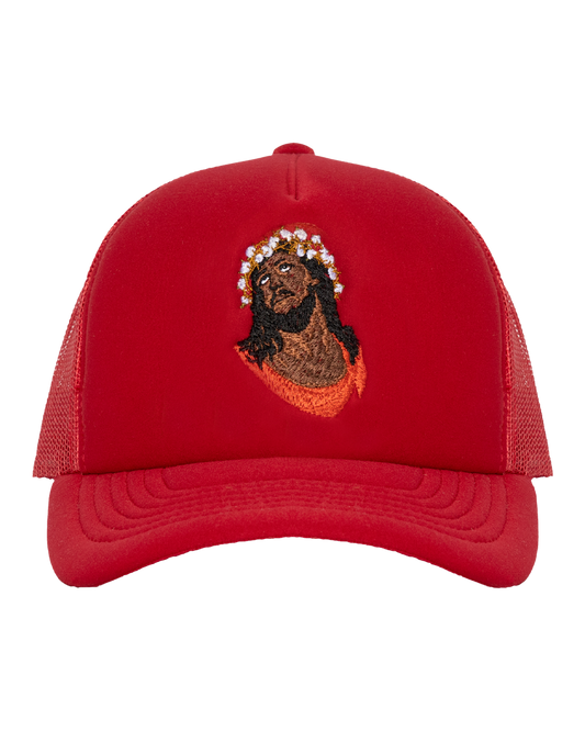 Crown Made of Cotton Red Trucker Hat