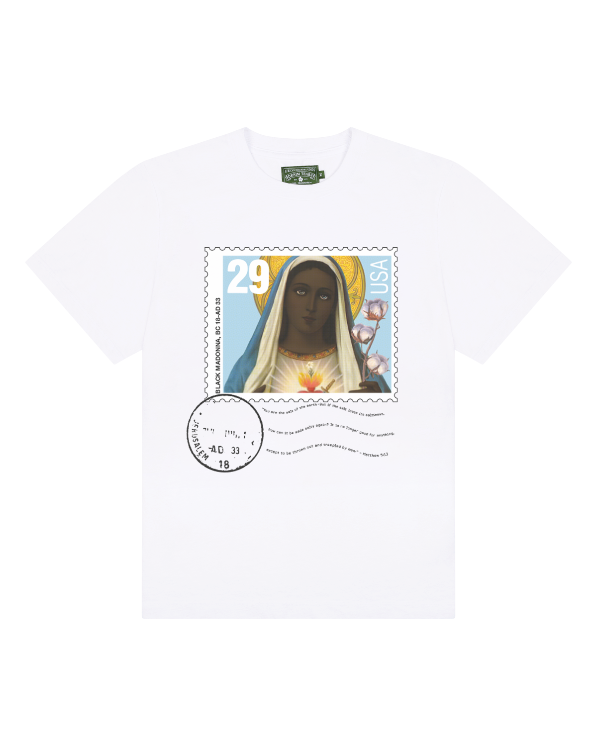 Black Madonna Stamp Tee White