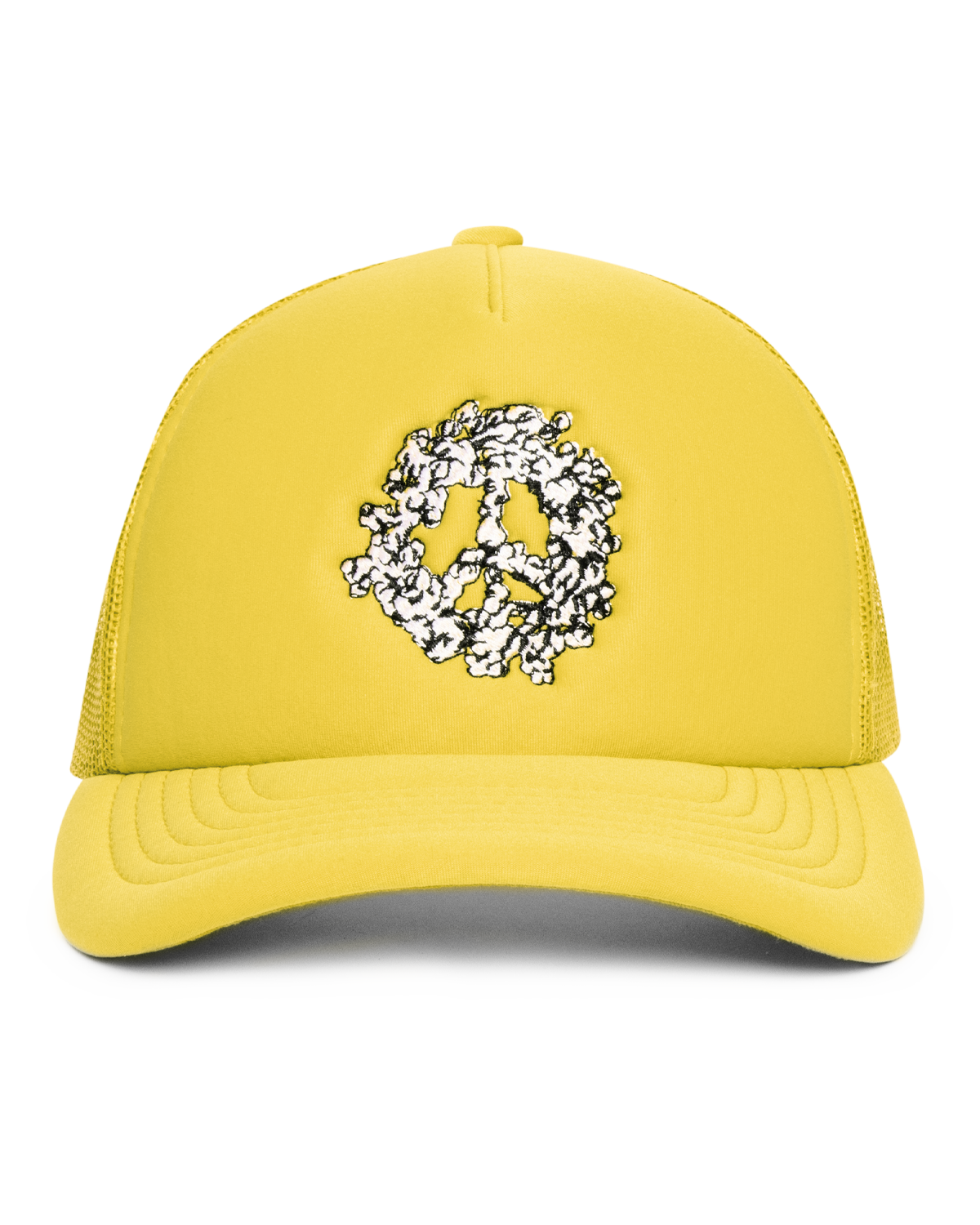 Cotton Peace Wreath Trucker Hat Yellow