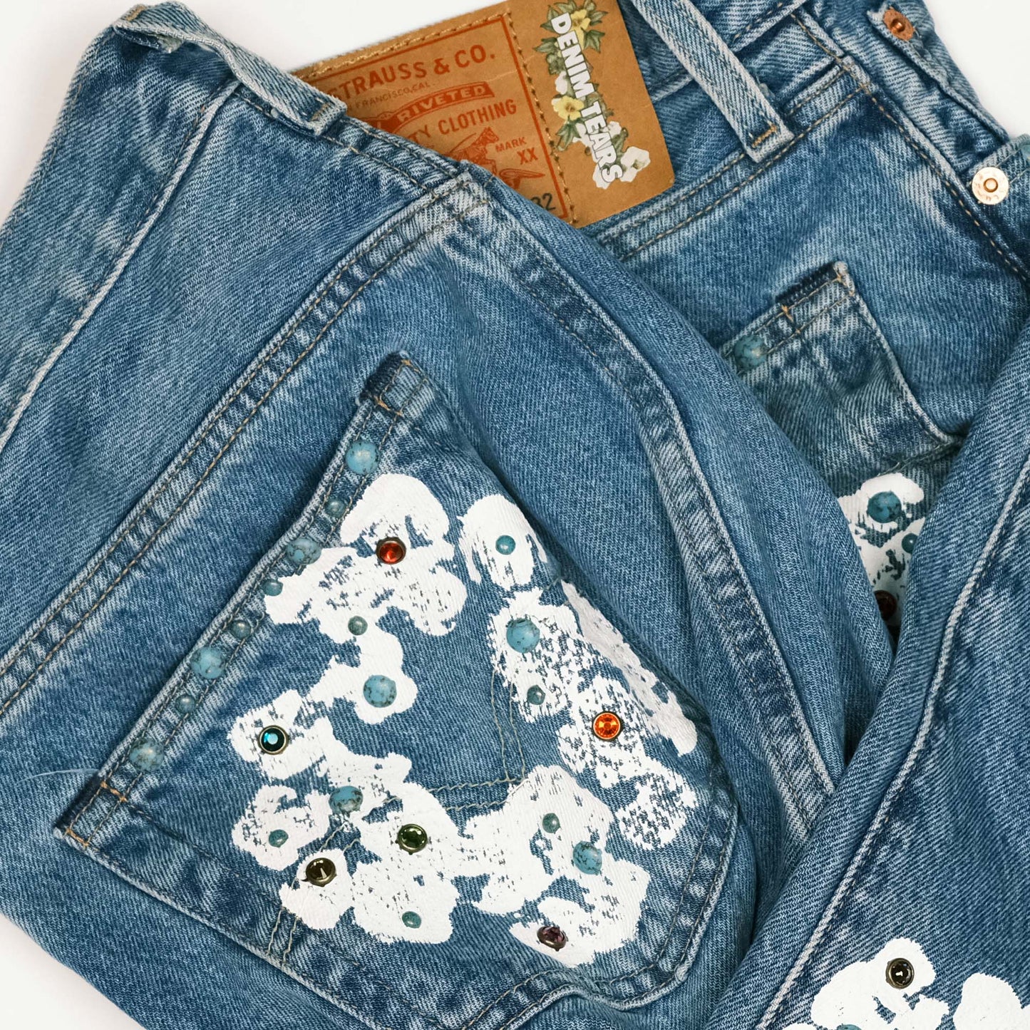 Rhinestone Cotton Wreath  Jean Indigo