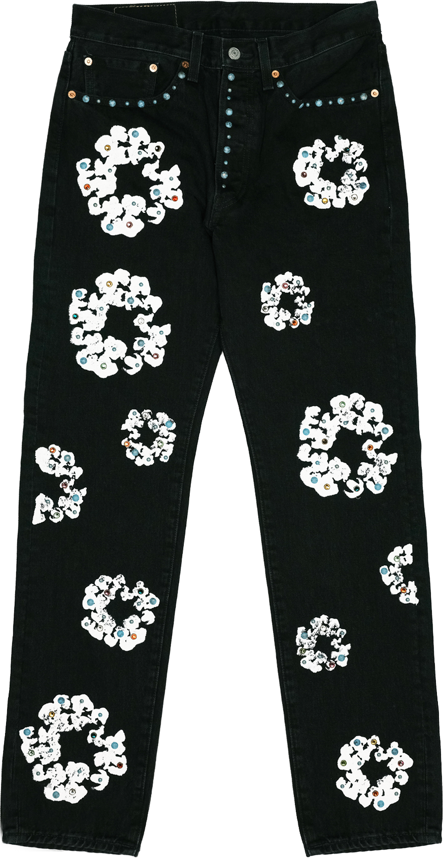 Rhinestone Cotton Wreath Jean Black