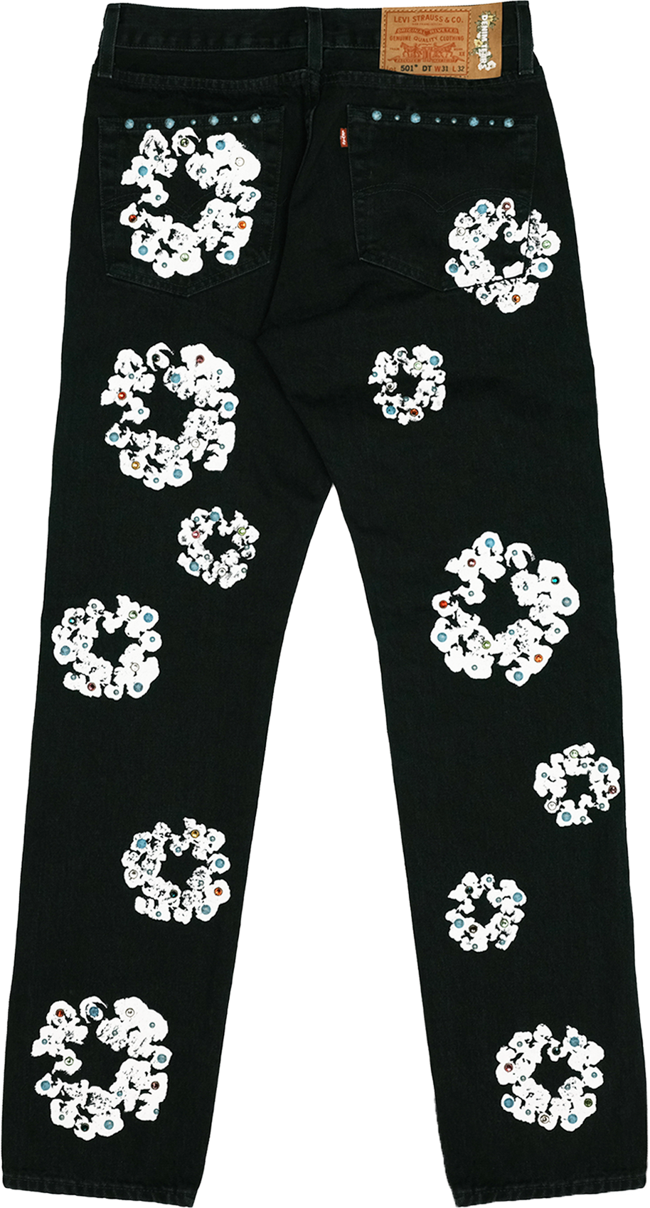 Rhinestone Cotton Wreath Jean Black