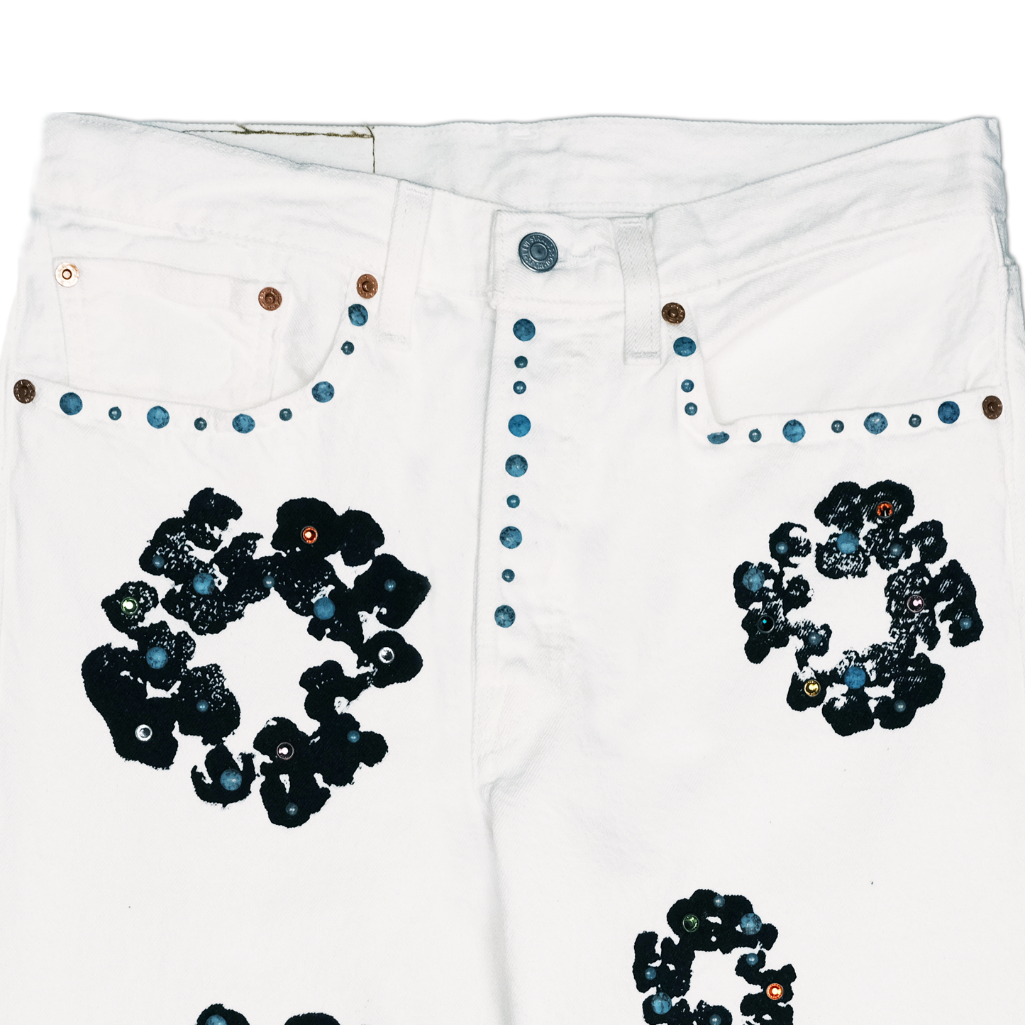 Rhinestone Cotton Wreath Jean White