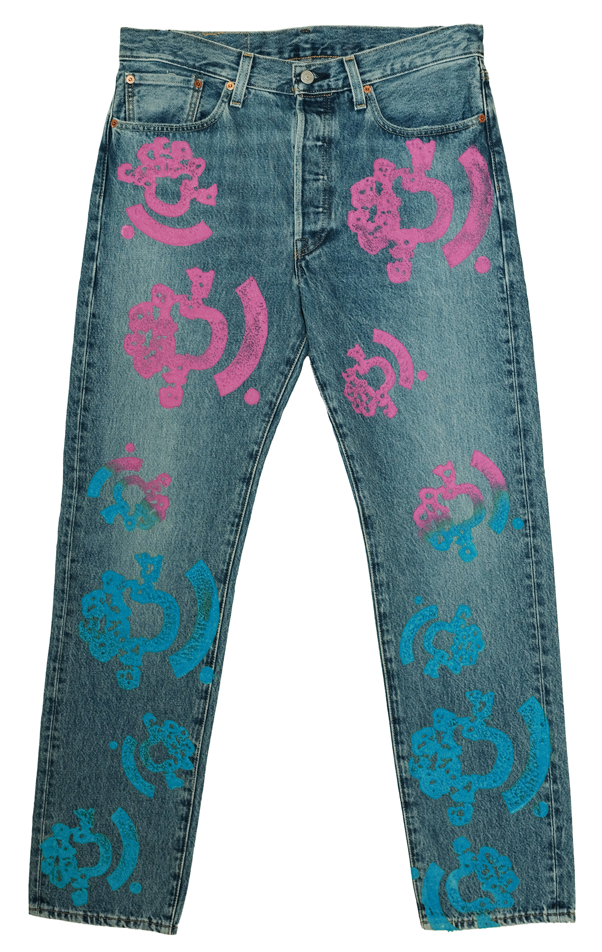 Bstroy Tears 501 Jean Light Wash Pink/Blue