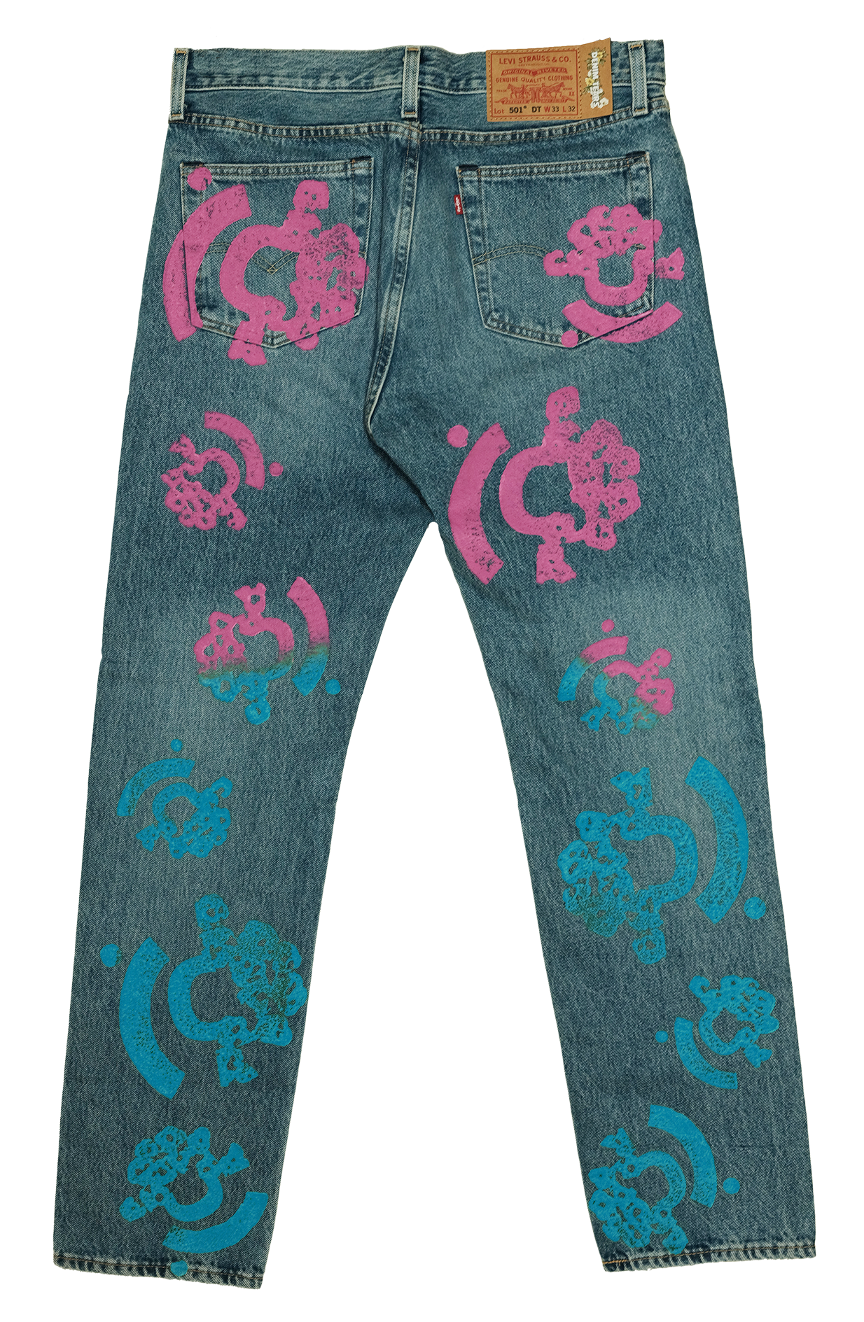 Bstroy Tears 501 Jean Light Wash Pink/Blue