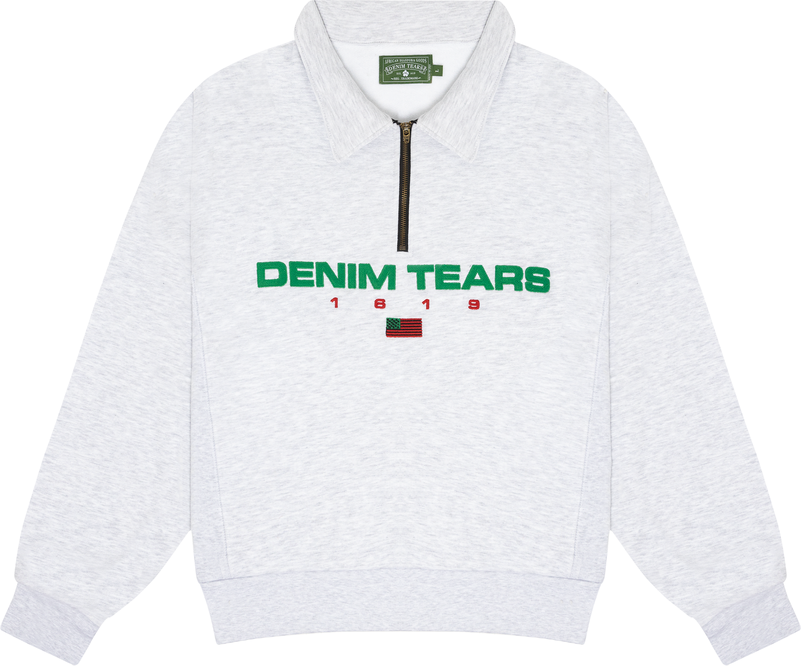 1619 Pan African Flag Half Zip Pullover Grey