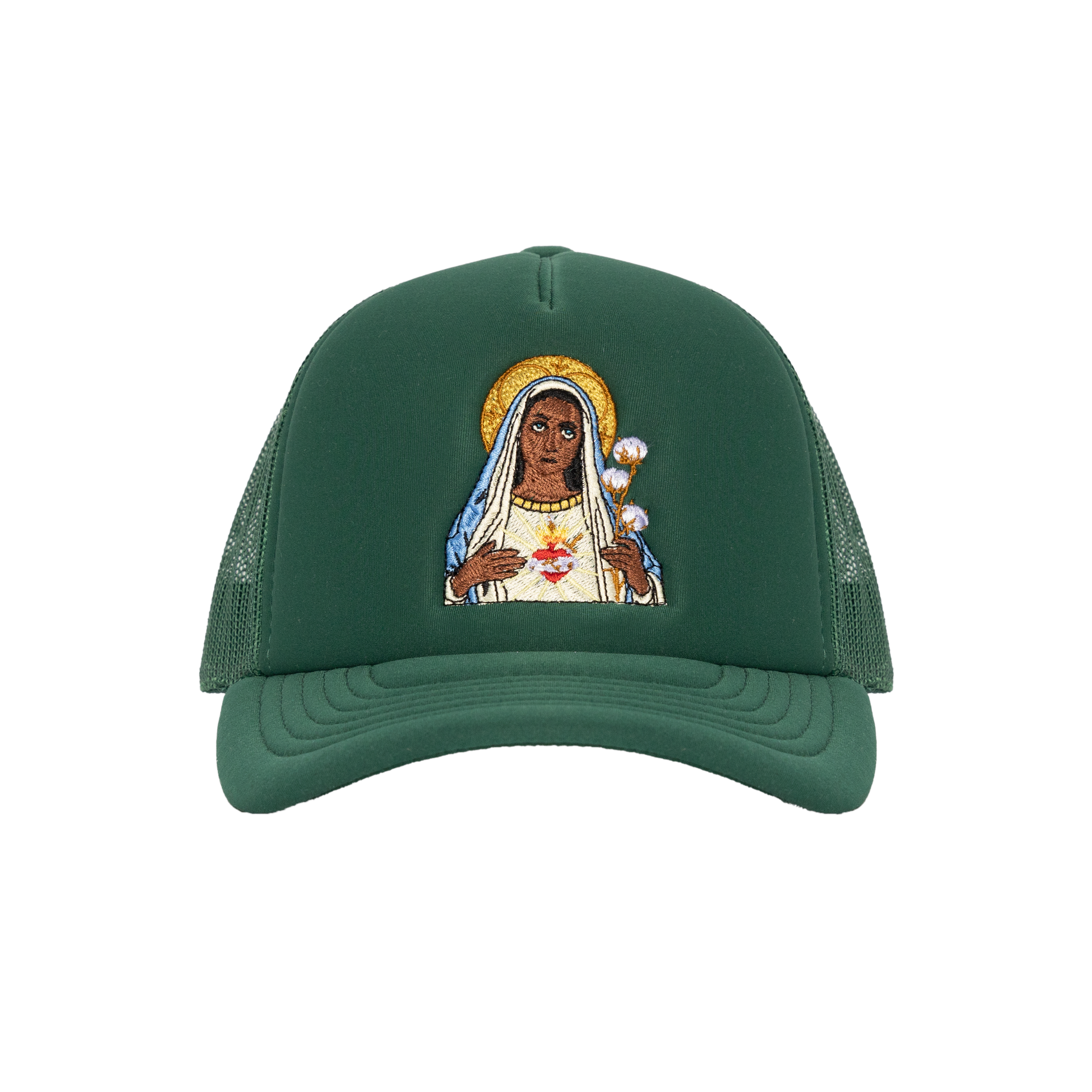 Black Madonna Green Trucker Hat