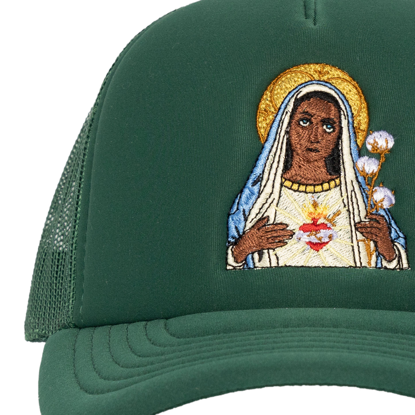 Black Madonna Green Trucker Hat